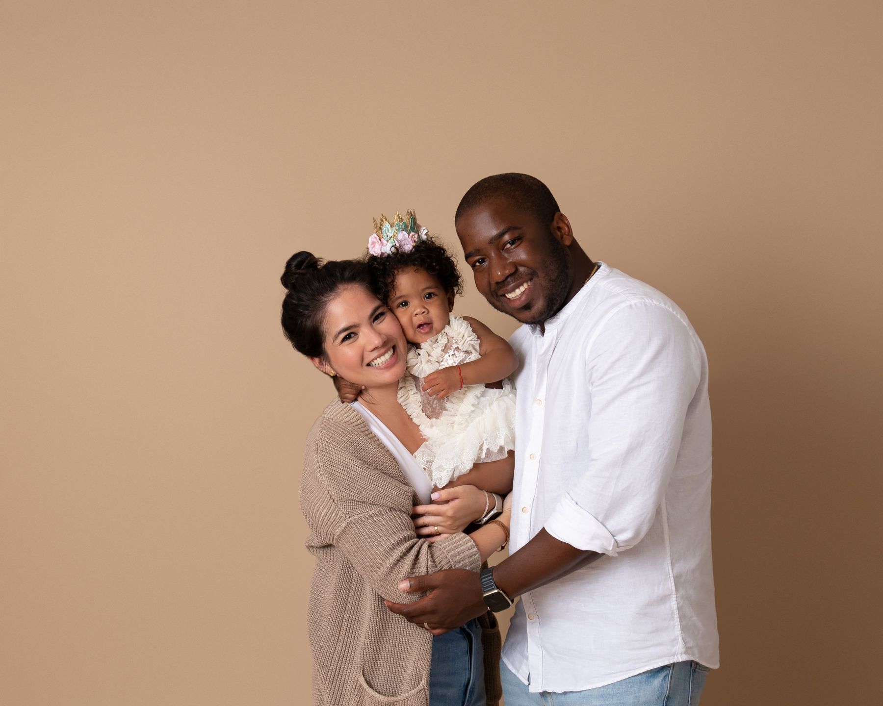 Family celebrating a first birthday