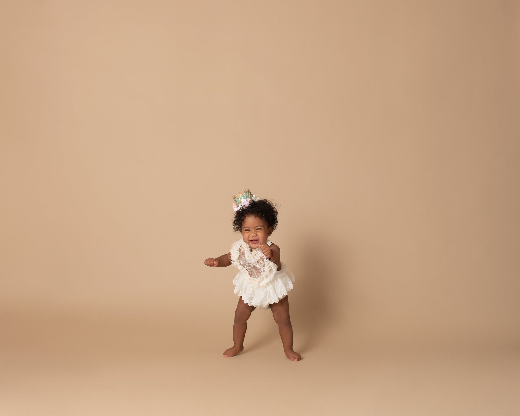 First steps at a first birthday session